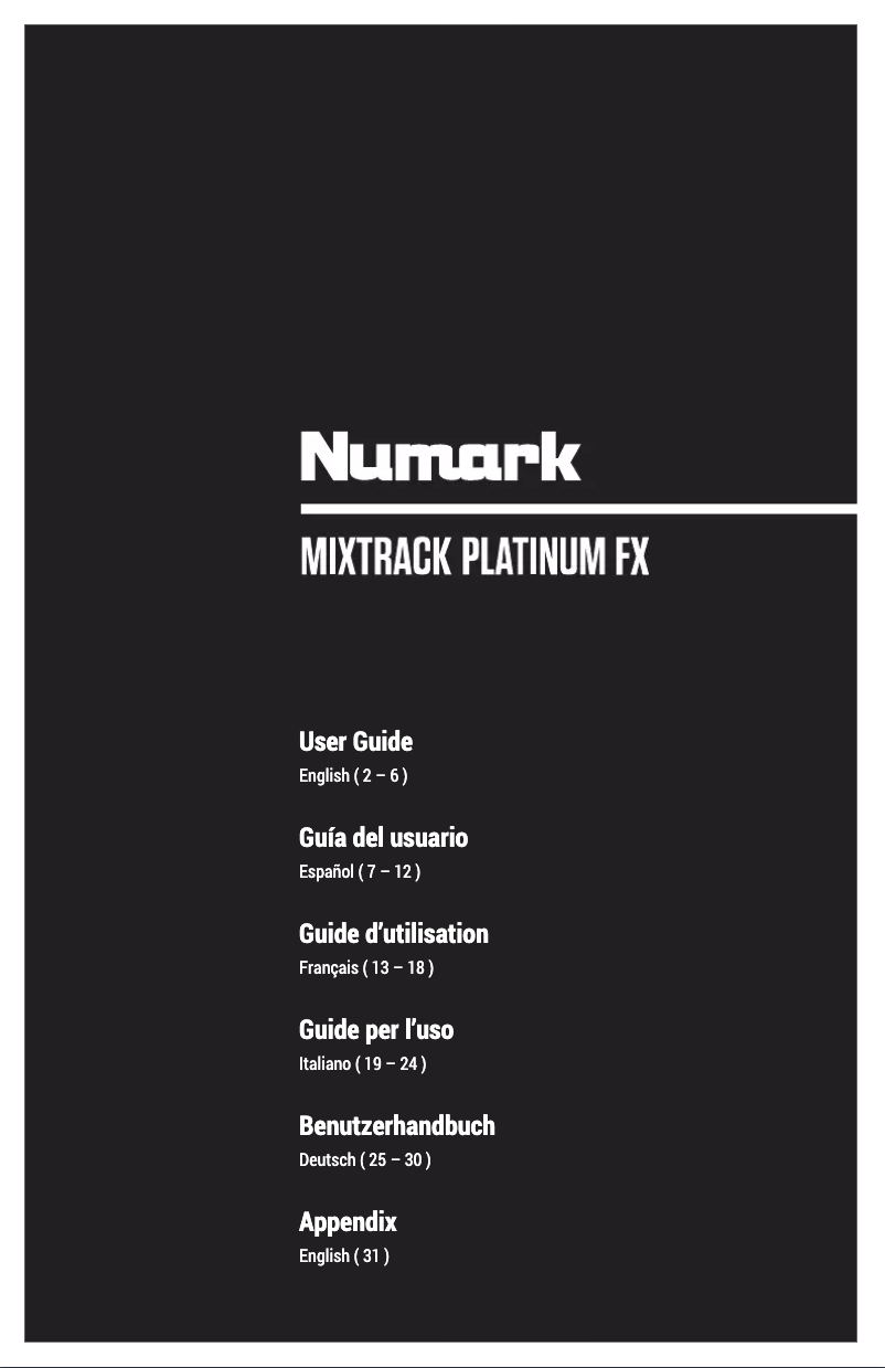 Page 1 de la notice Manuel utilisateur Numark Mixtrack Platinum FX