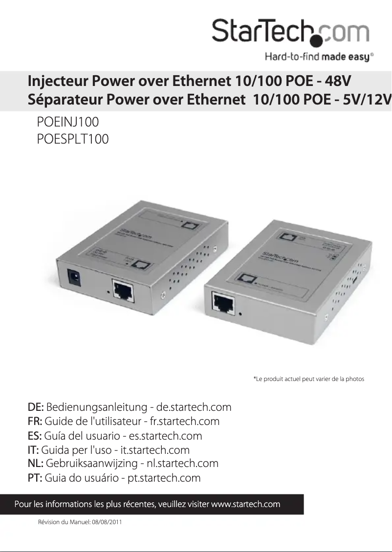 Page n°1 - Manuel utilisateur StarTech.com POESPLT100