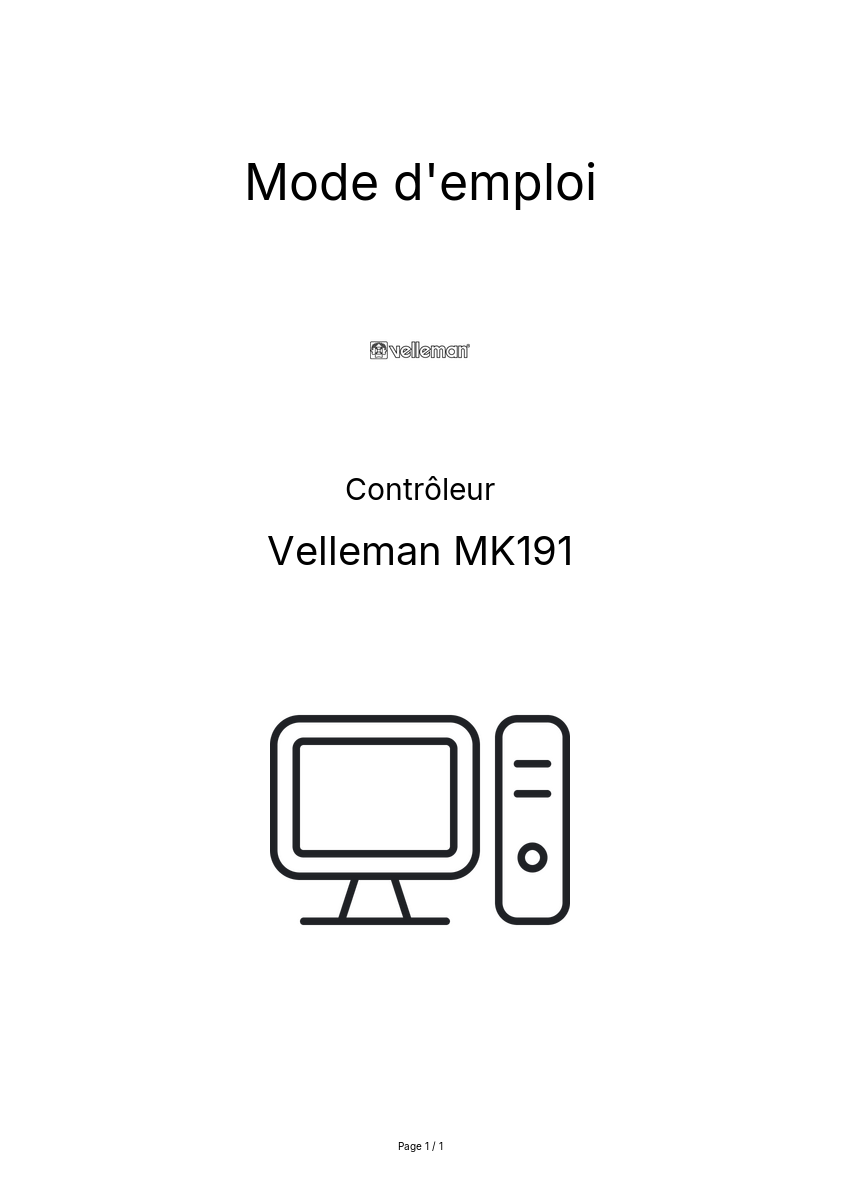 Page n°1 - Mode d'emploi Velleman MK191