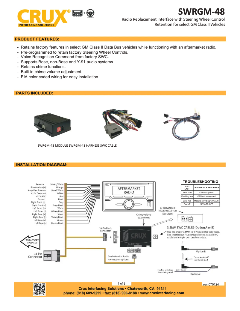 Page n°1 - Manuel utilisateur CRUX SWRGM-48