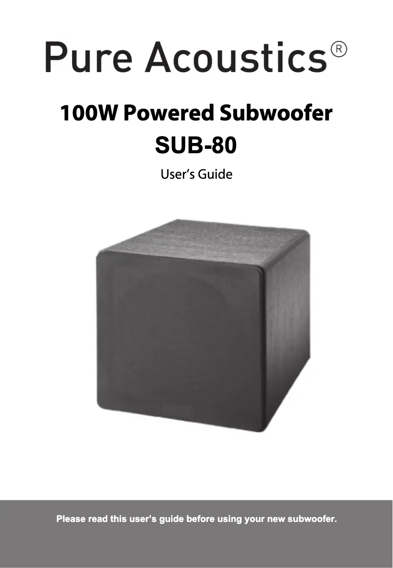 Imagen de la primera página del manual del dispositivo Sub80