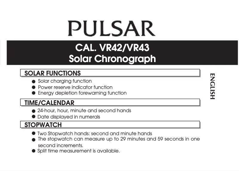 Page 1 of the manual User Manual Pulsar Regular PZ5095X1