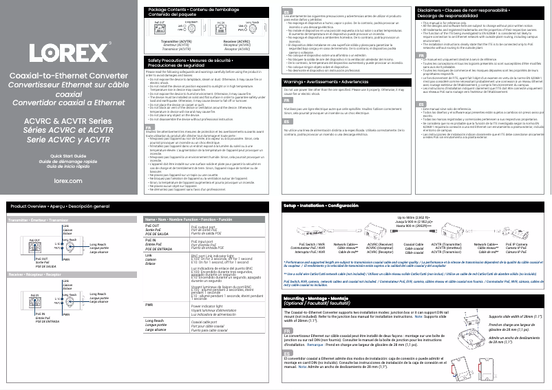 Página 1 del manual Guía de inicio rápido Lorex ACVTR