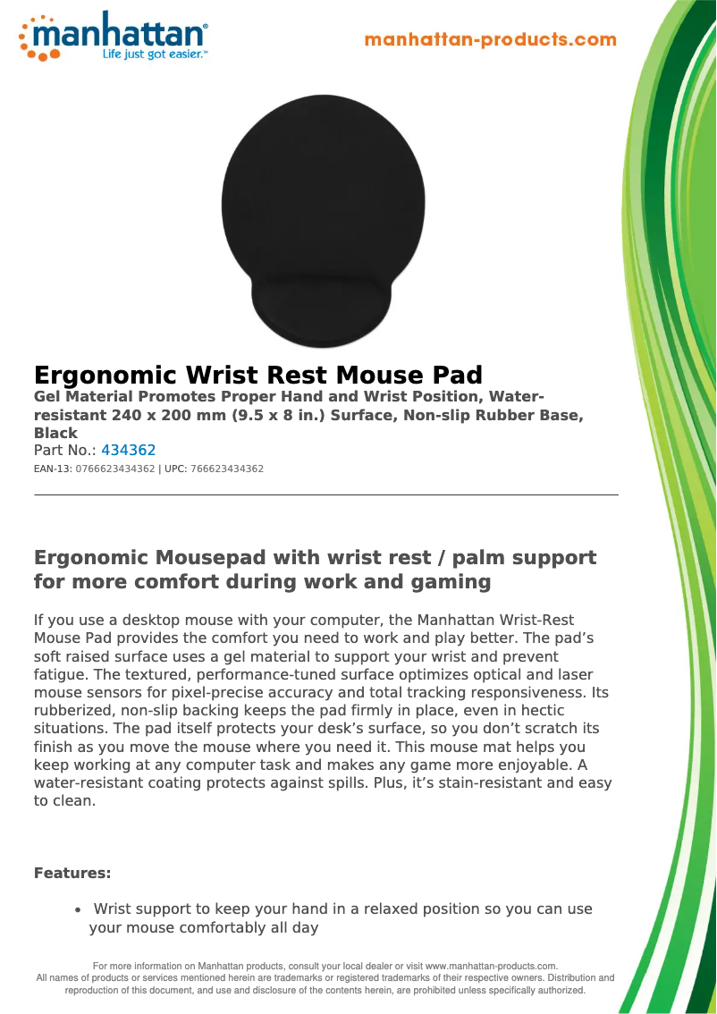 Page 1 de la notice Fiche technique Manhattan 434362