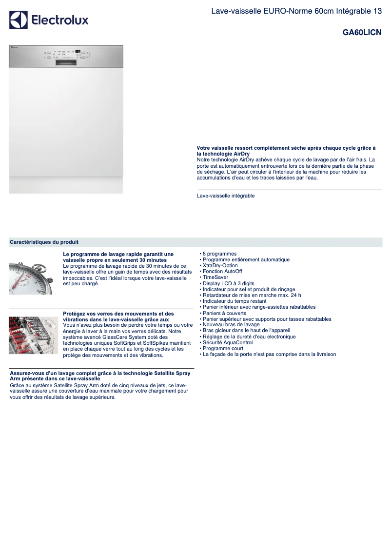 Image de la première page du manuel de l'appareil GA60LICN