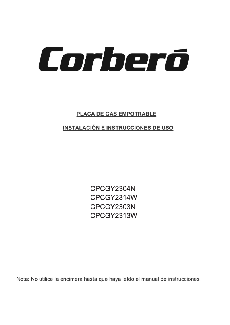 Page 1 de la notice Manuel utilisateur Corbero CPCGY2313W