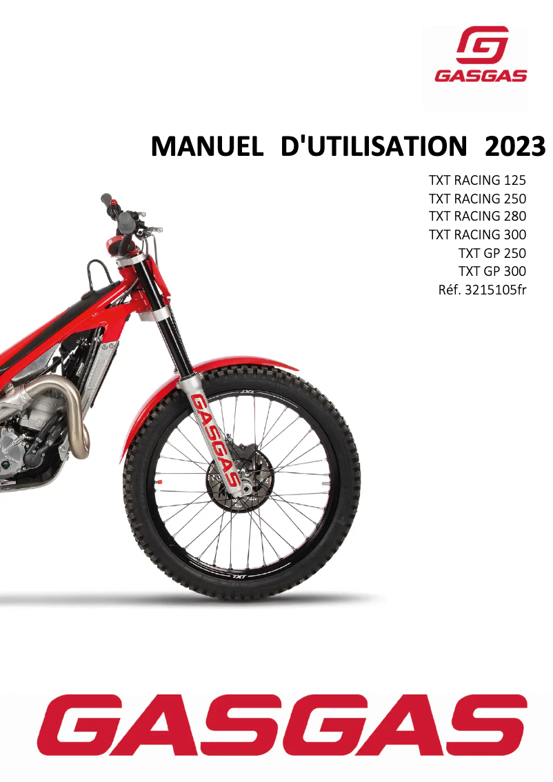 Page 1 de la notice Manuel utilisateur GasGas TXT Racing 250 (2023)