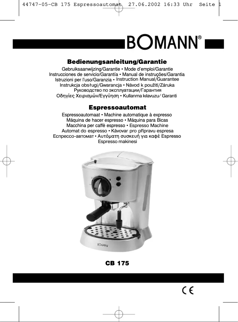 Page 1 de la notice Manuel utilisateur Bomann CB 175