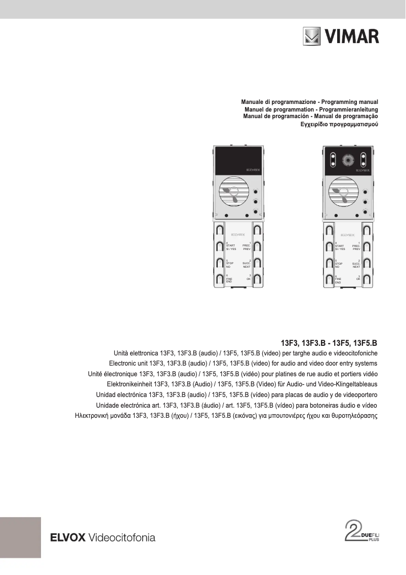 Page n°1 - Manuel utilisateur Vimar ELVOX 13F3.B