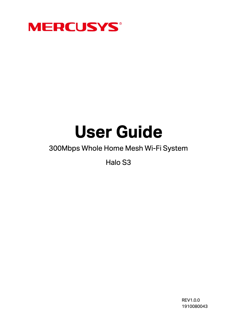 Page 1 de la notice Mode d'emploi Mercusys Halo S3