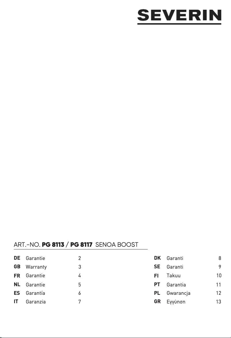 Image de la première page du manuel de l'appareil Senoa Boost PG 8117