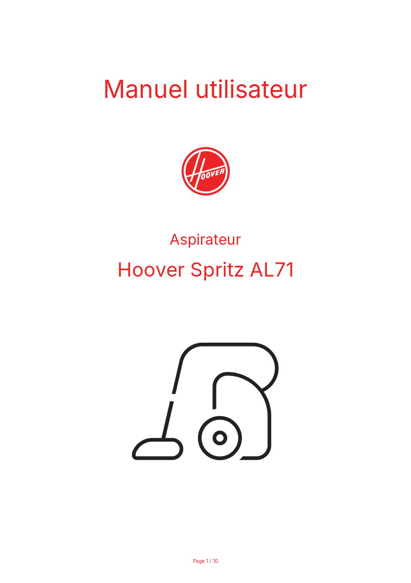 Image de la première page du manuel de l'appareil Spritz AL71