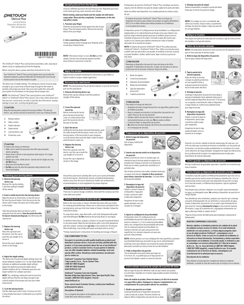 Page 1 de la notice Guide de démarrage rapide OneTouch Delica Plus