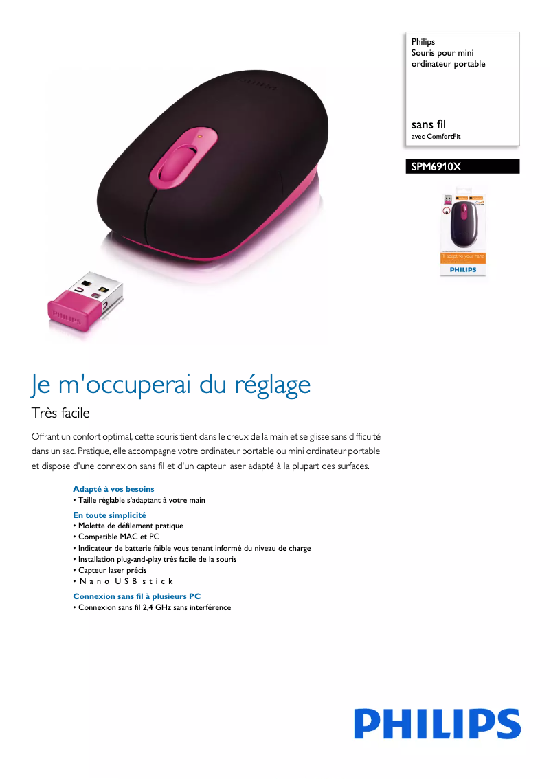 Page 1 of the manual Technical Sheet Philips SPM6910X