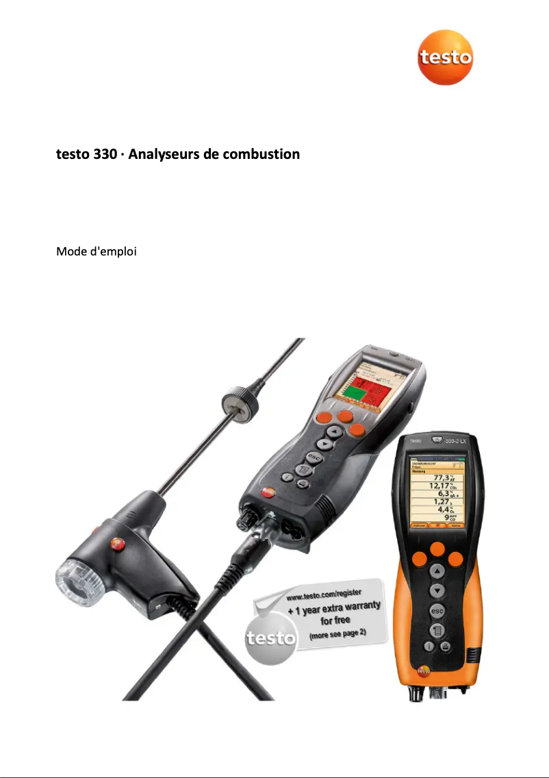 Page 1 de la notice Manuel utilisateur Testo 330-2 LL