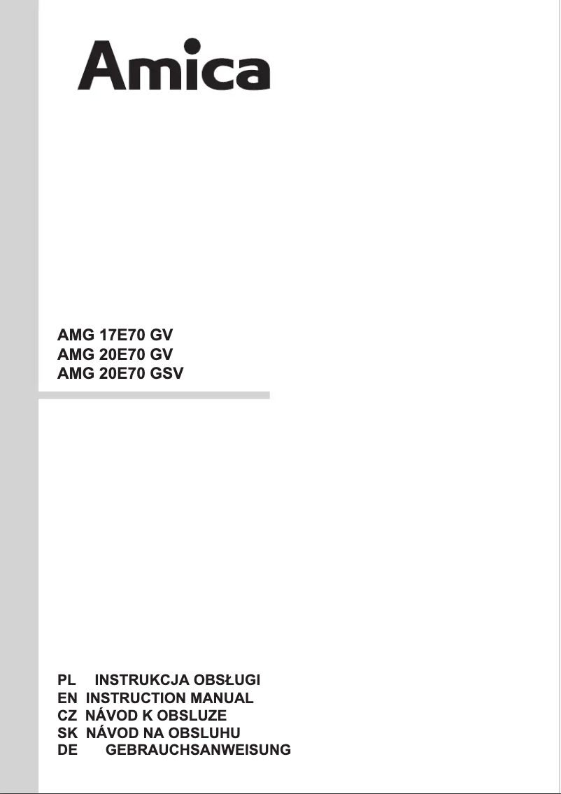 Page n°1 - Manuel utilisateur Amica AMG20E70GV