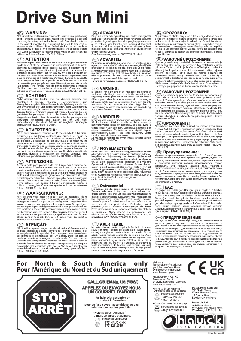 Page 1 de la notice Manuel utilisateur Hauck Drive Sun Mini