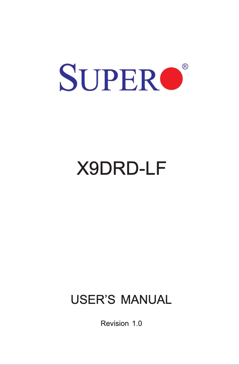 Page 1 de la notice Manuel utilisateur Supermicro X9DRD-LF