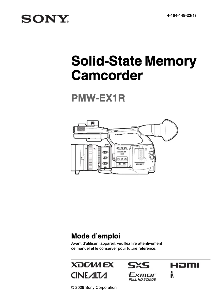 Página 1 del manual Manual de usuario Sony PMW-EX1R