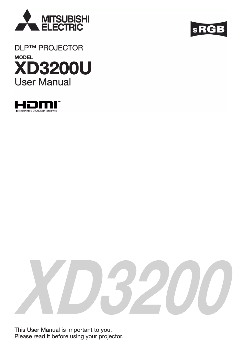 Page 1 de la notice Manuel utilisateur Mitsubishi XD3200U