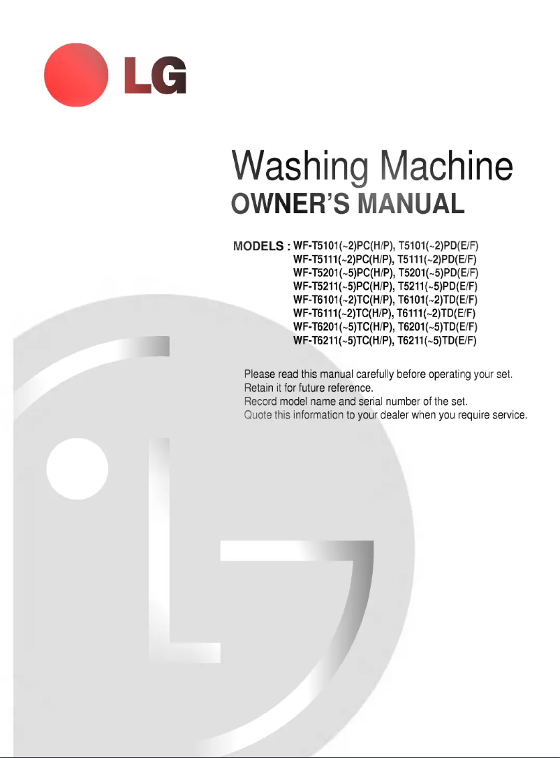 Page 1 de la notice Manuel utilisateur LG WF-T5102PC