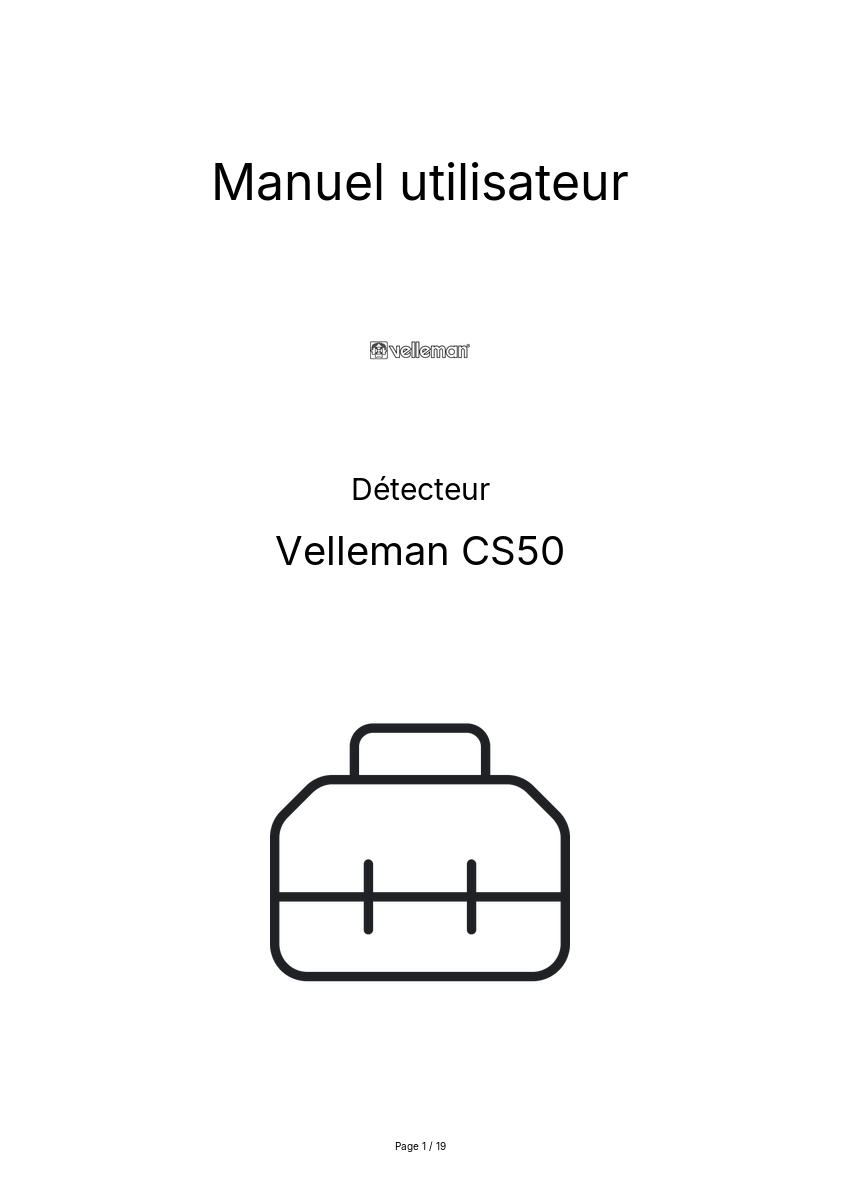 Page n°1 - Manuel utilisateur Velleman CS50