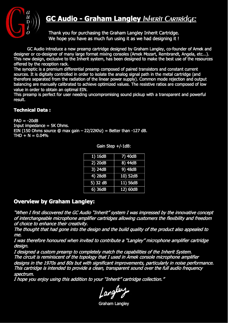 Image de la première page du manuel de l'appareil Graham Langley