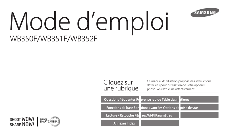 Page 1 de la notice Manuel utilisateur Samsung WB351F
