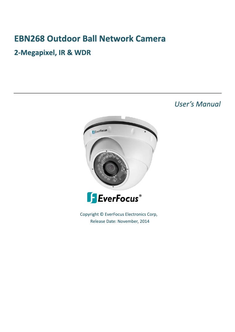 Page n°1 - Manuel utilisateur EverFocus EBN268/3