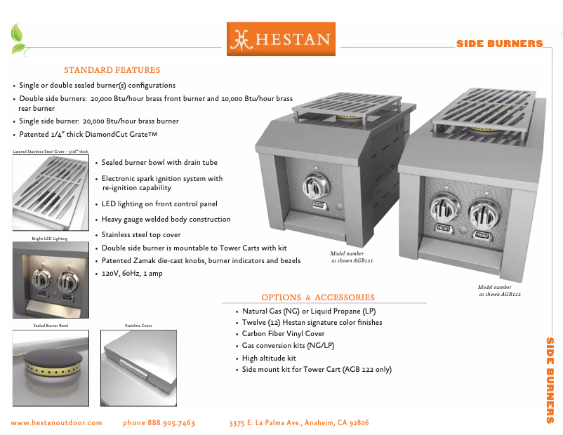 Page n°1 - Fiche technique Hestan AGB122-NG-TQ