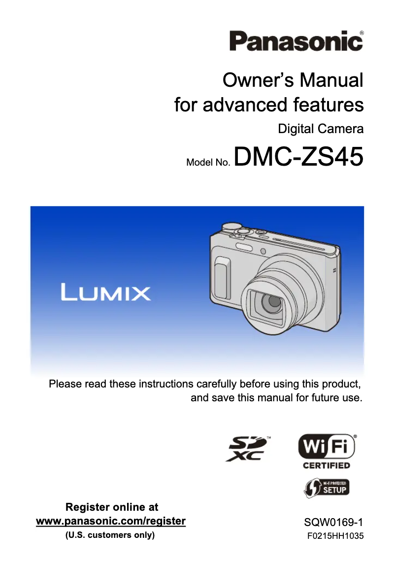 Page 1 de la notice Manuel utilisateur Panasonic Lumix DMC-ZS45