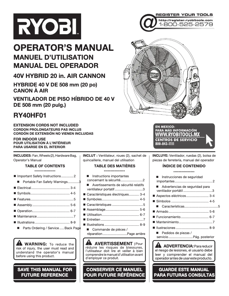 Image de la première page du manuel de l'appareil RY40HF01