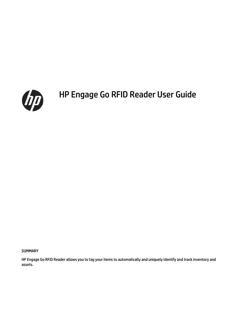 Page n°1 - Manuel utilisateur HP Engage Go RFID