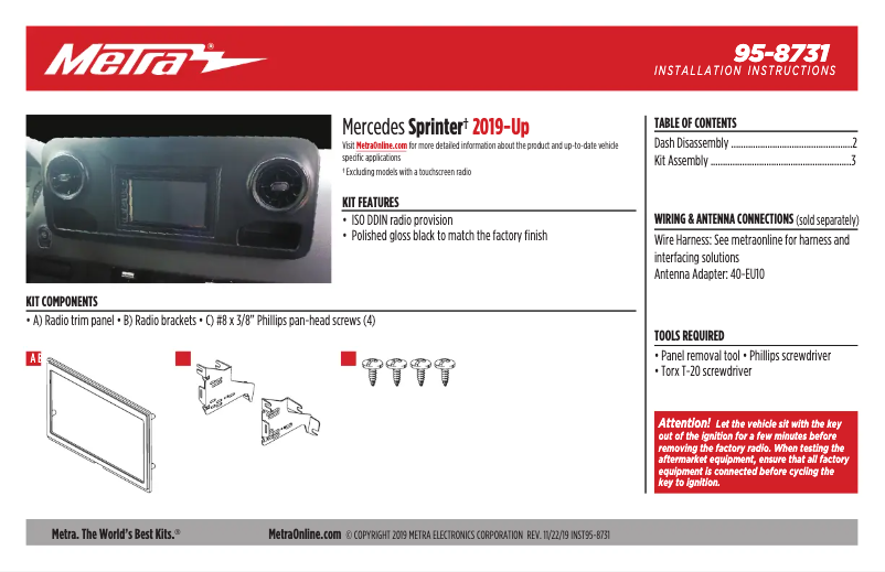 Page n°1 - Guide d'installation Metra 95-8731