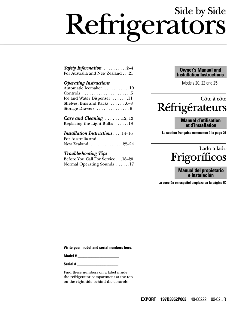 Page 1 de la notice Manuel utilisateur RCA RSG20IBMFWW