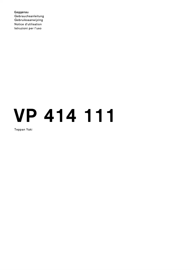 Page n°1 - Manuel utilisateur Gaggenau VP414111