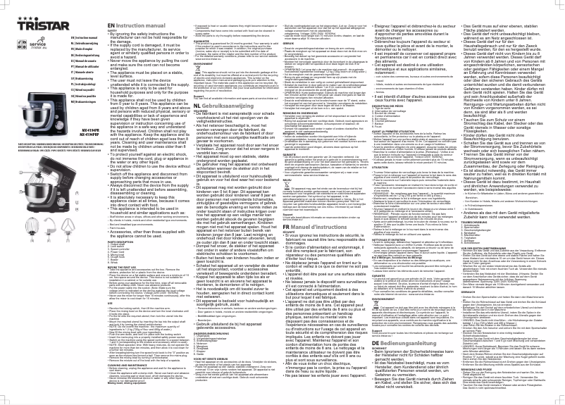 Page n°1 - Manuel utilisateur TriStar MX-4194PRP