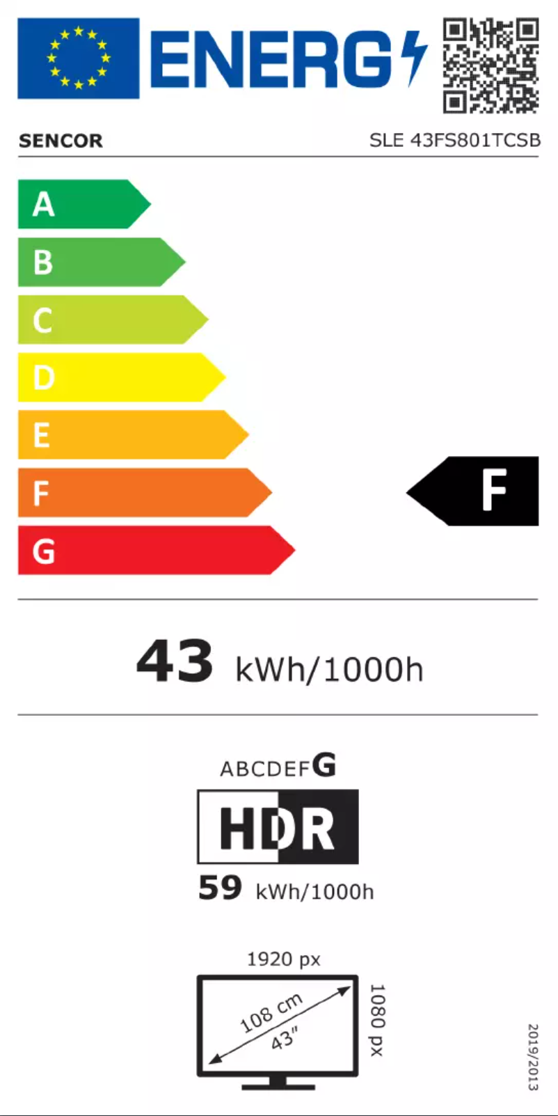 Page n°1 - Label énergétique Sencor SLE 43FS801TCSB