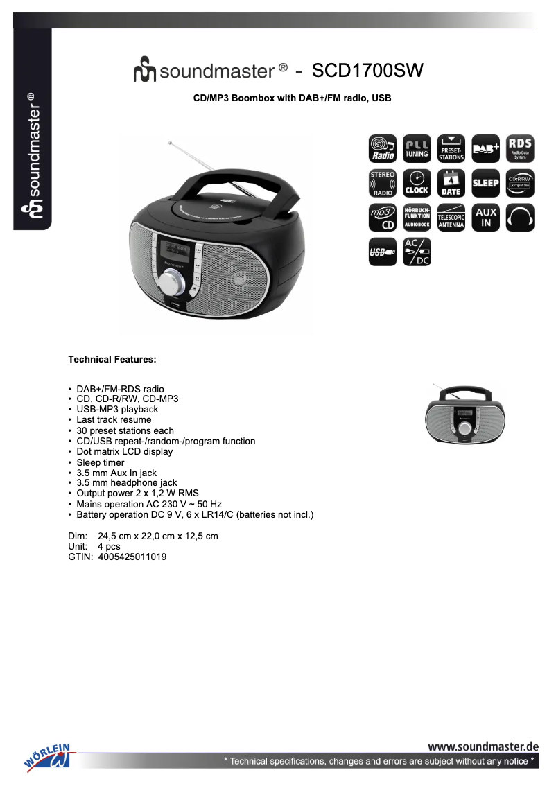 Image de la première page du manuel de l'appareil SCD1700