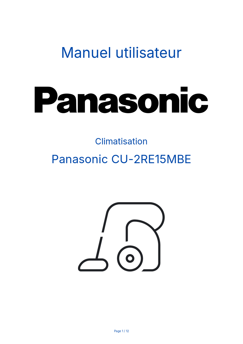 Page n°1 - Manuel utilisateur Panasonic CU-2RE15MBE
