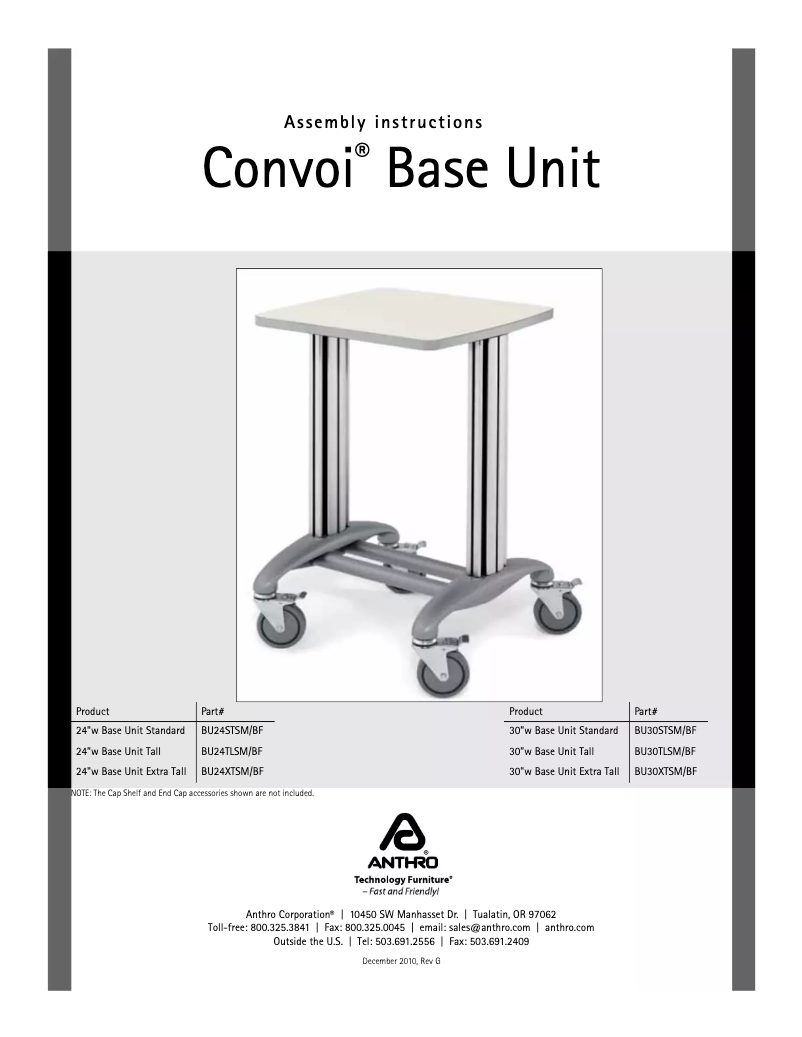 Image de la première page du manuel de l'appareil Convoi Extra Tall