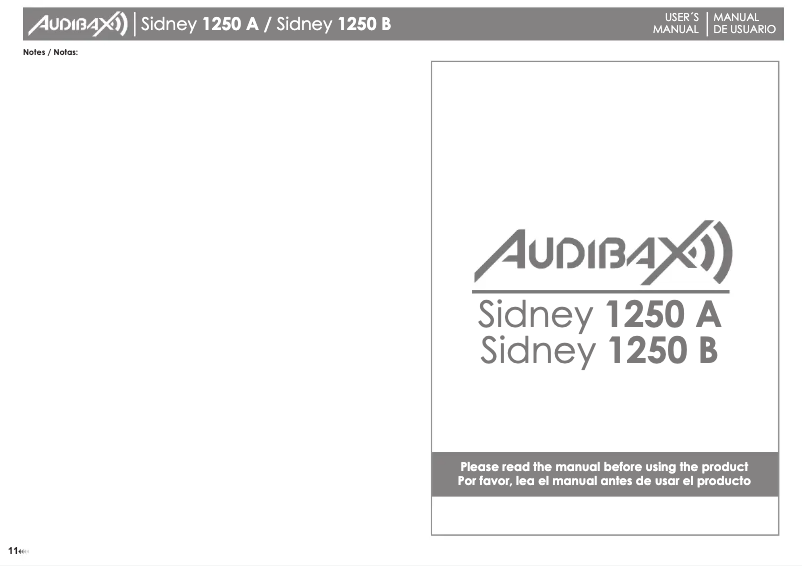 Page n°1 - Manuel utilisateur Audibax Sidney 1250 A