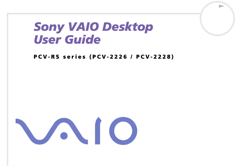 Image de la première page du manuel de l'appareil Vaio PCV-RS202