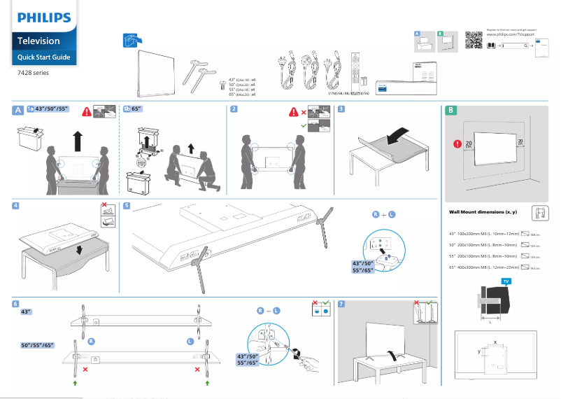 Page 1 de la notice Guide de démarrage rapide Philips 43PUT7428