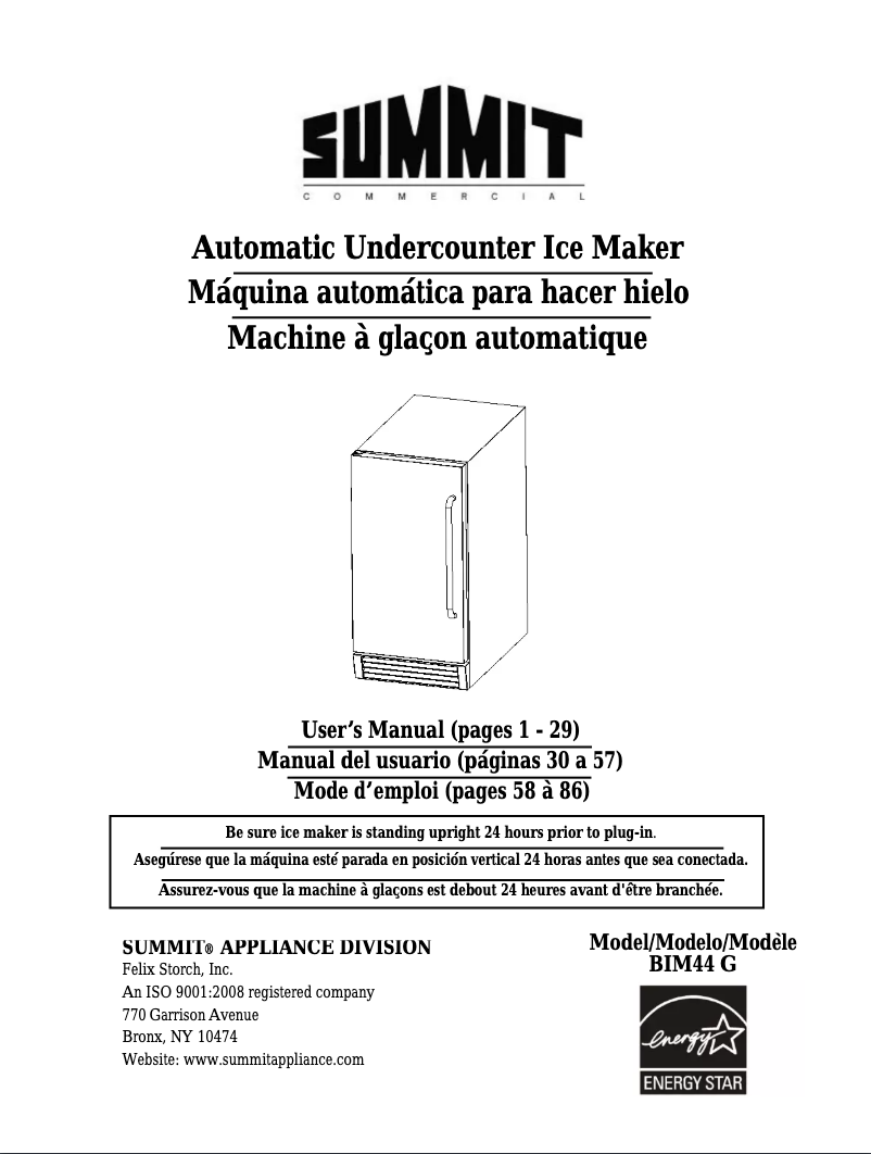 Page n°1 - Mode d'emploi Summit BIM44G