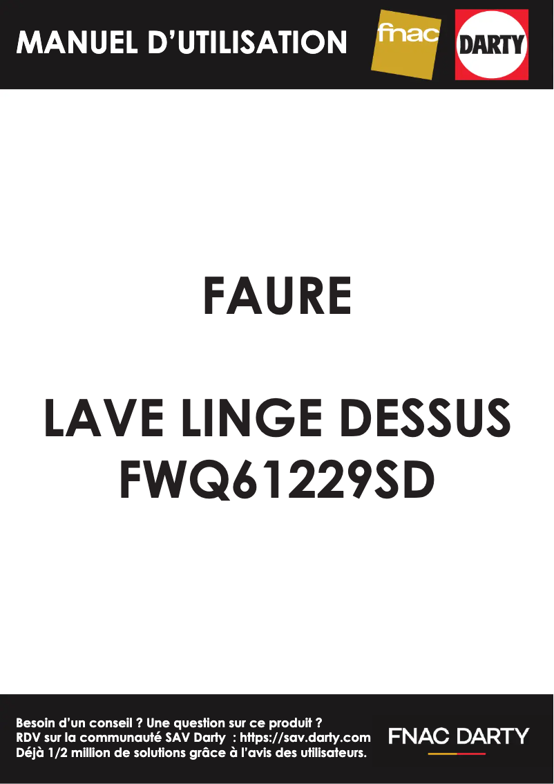 Page n°1 - Manuel utilisateur Faure FWQ61229SD