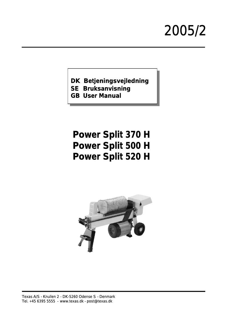 Imagen de la primera página del manual del dispositivo Power Split 520 H