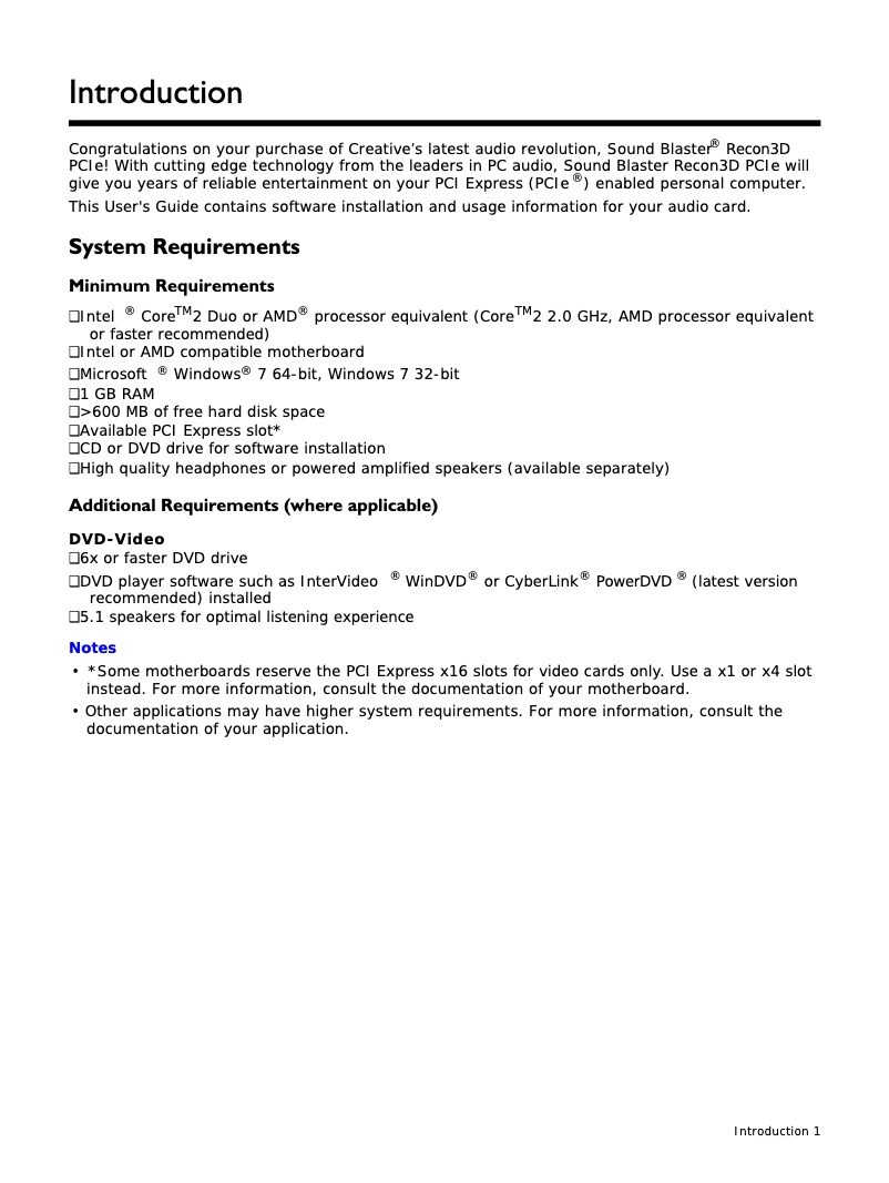 Página 1 del manual Manual de usuario Creative Sound Blaster Recon3D