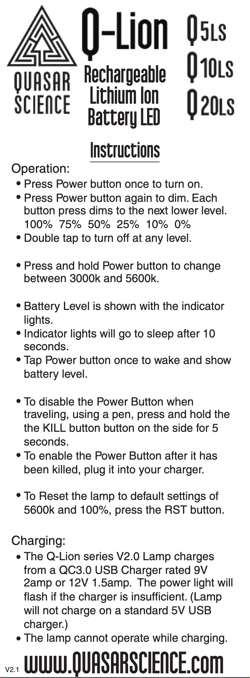 Image de la première page du manuel de l'appareil Q-Lion Q5