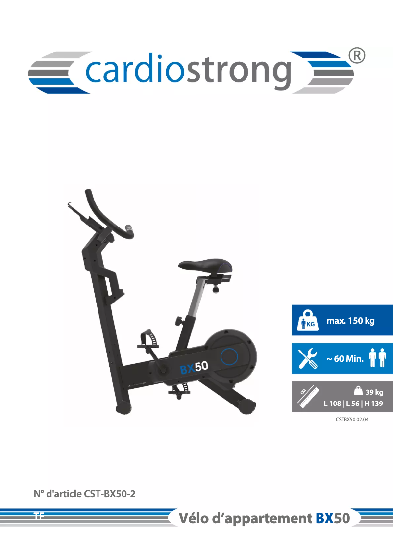 Página 1 del manual Manual de usuario Cardiostrong BX50